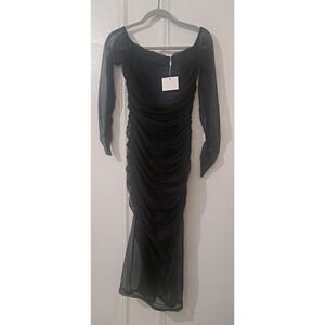 Endless Rose Womens Medium Tulle Ruched Square Neck Black Dress romantic Coquett